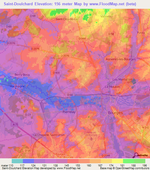 Saint-Doulchard,France Elevation Map