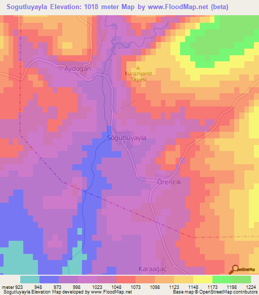 Sogutluyayla,Turkey Elevation Map