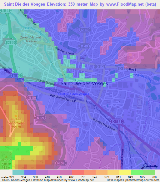 Saint-Die-des-Vosges,France Elevation Map