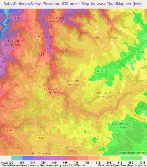 Saint-Didier-en-Velay,France Elevation Map