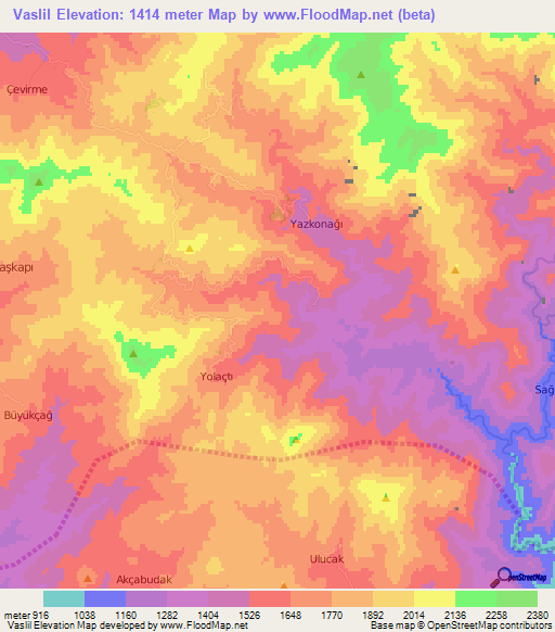 Vaslil,Turkey Elevation Map