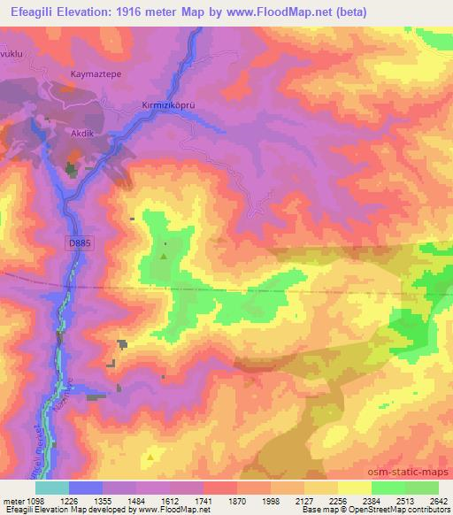 Efeagili,Turkey Elevation Map