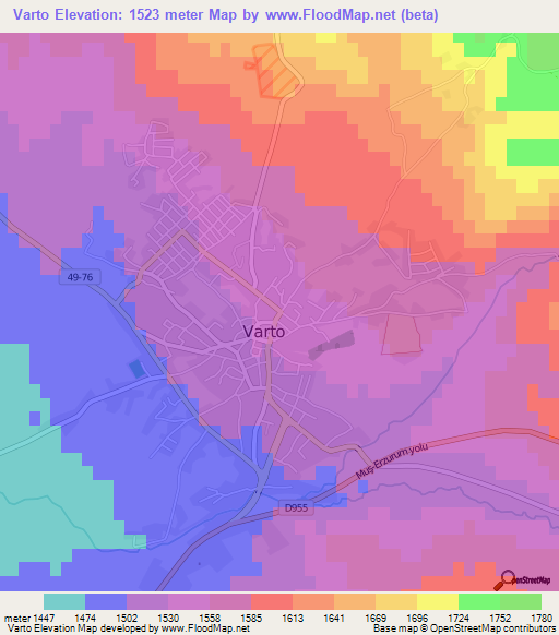 Varto,Turkey Elevation Map