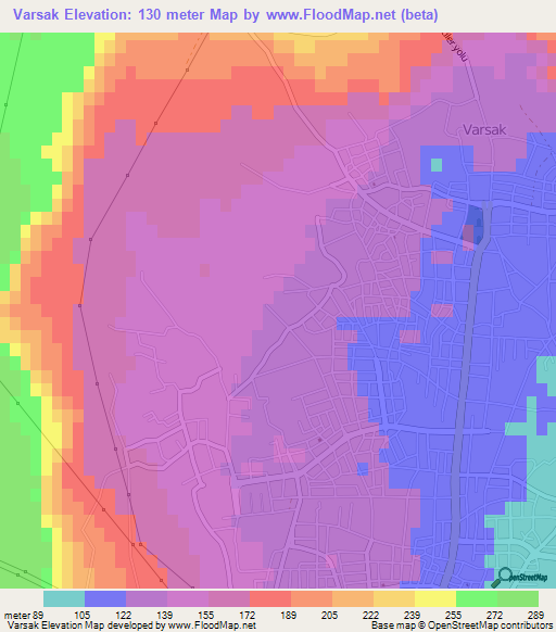 Varsak,Turkey Elevation Map