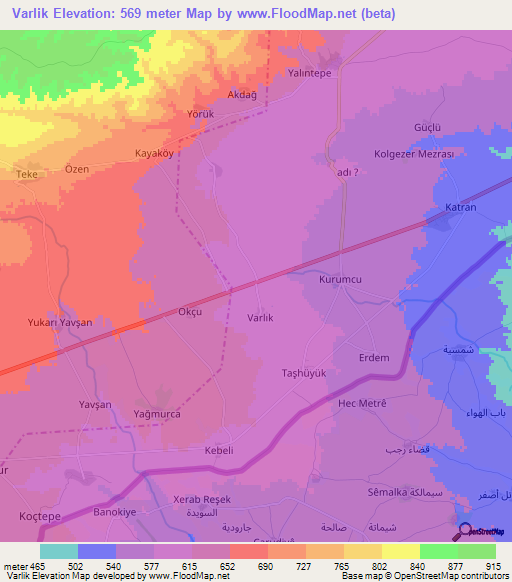 Varlik,Turkey Elevation Map