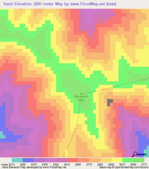 Varis,Turkey Elevation Map