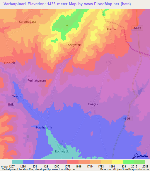 Varhatpinari,Turkey Elevation Map