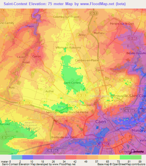 Saint-Contest,France Elevation Map