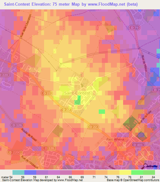 Saint-Contest,France Elevation Map