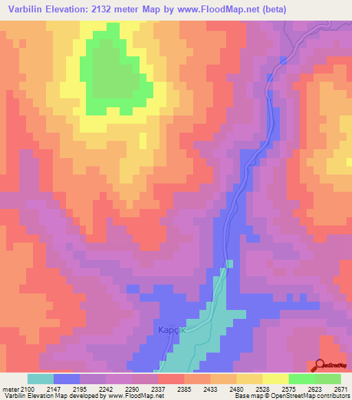 Varbilin,Turkey Elevation Map