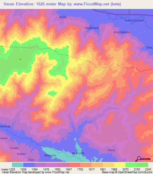 Varan,Turkey Elevation Map