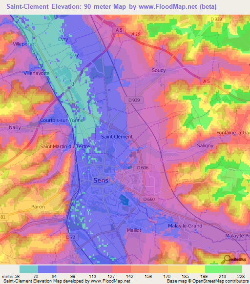 Saint-Clement,France Elevation Map