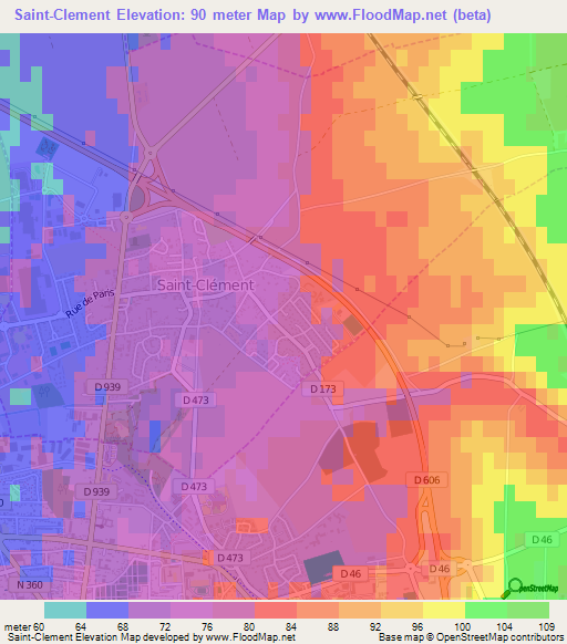 Saint-Clement,France Elevation Map