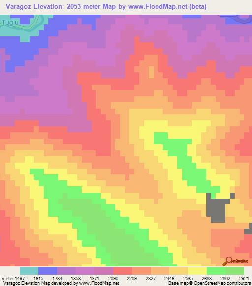 Varagoz,Turkey Elevation Map