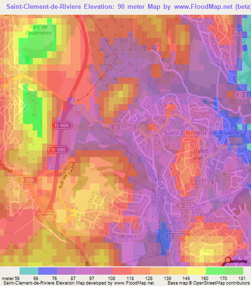 Saint-Clement-de-Riviere,France Elevation Map