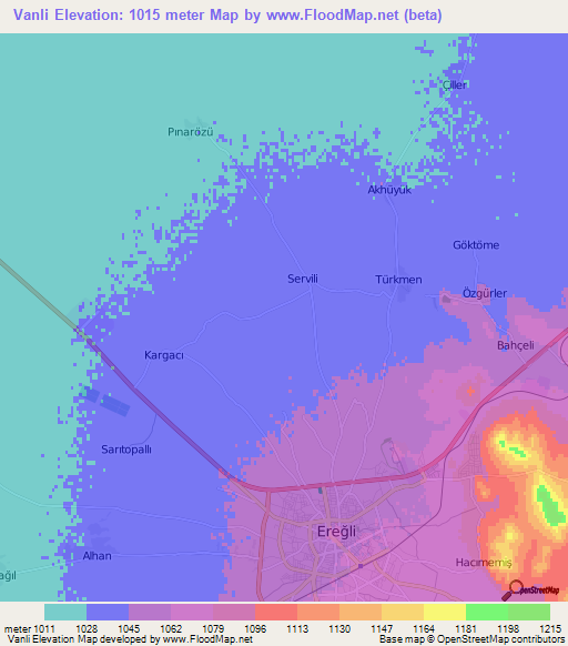 Vanli,Turkey Elevation Map