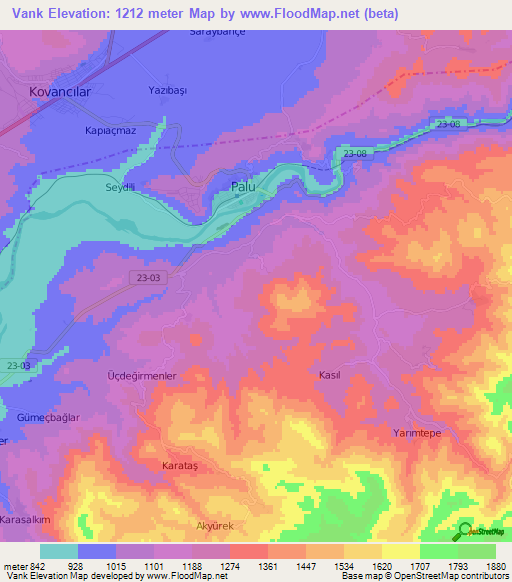 Vank,Turkey Elevation Map