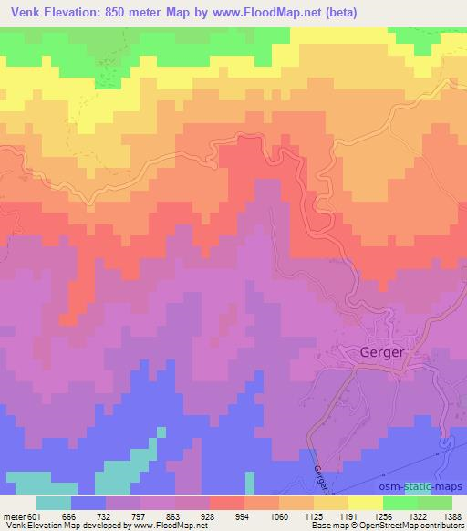 Venk,Turkey Elevation Map