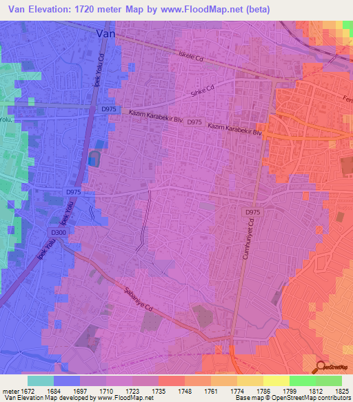 Van,Turkey Elevation Map