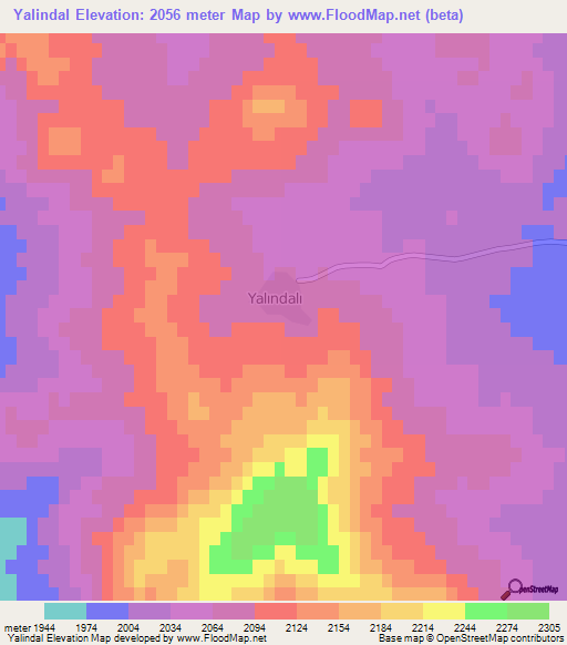 Yalindal,Turkey Elevation Map