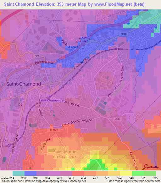 Saint-Chamond,France Elevation Map