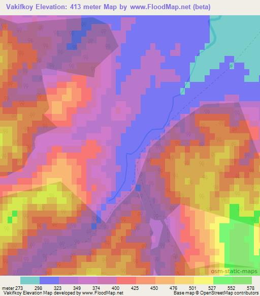 Vakifkoy,Turkey Elevation Map