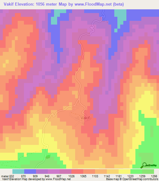 Vakif,Turkey Elevation Map