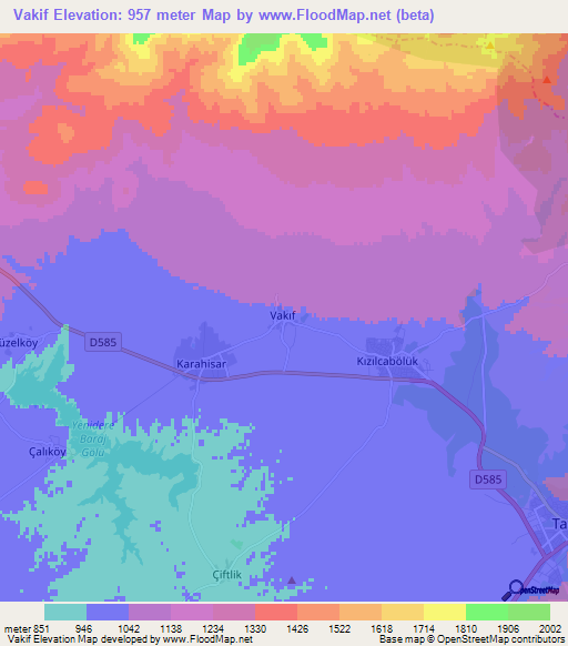 Vakif,Turkey Elevation Map