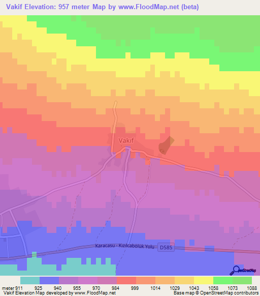 Vakif,Turkey Elevation Map