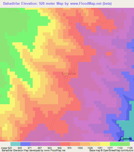 Bahadirlar,Turkey Elevation Map