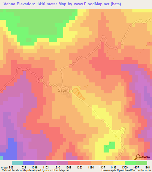 Vahna,Turkey Elevation Map