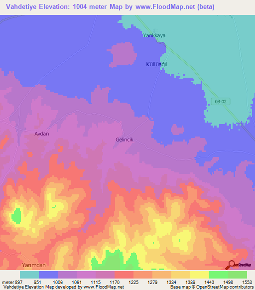 Vahdetiye,Turkey Elevation Map