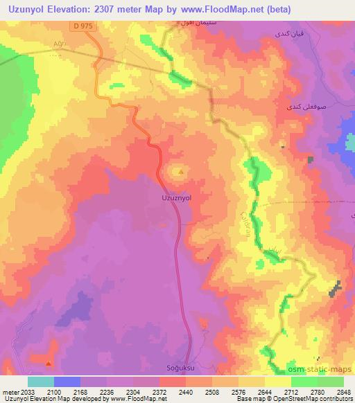 Uzunyol,Turkey Elevation Map