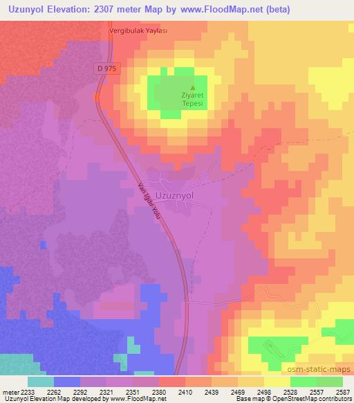 Uzunyol,Turkey Elevation Map