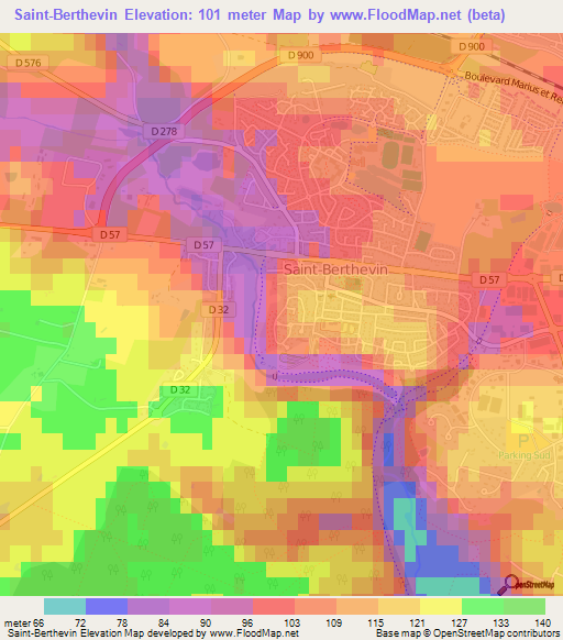 Saint-Berthevin,France Elevation Map