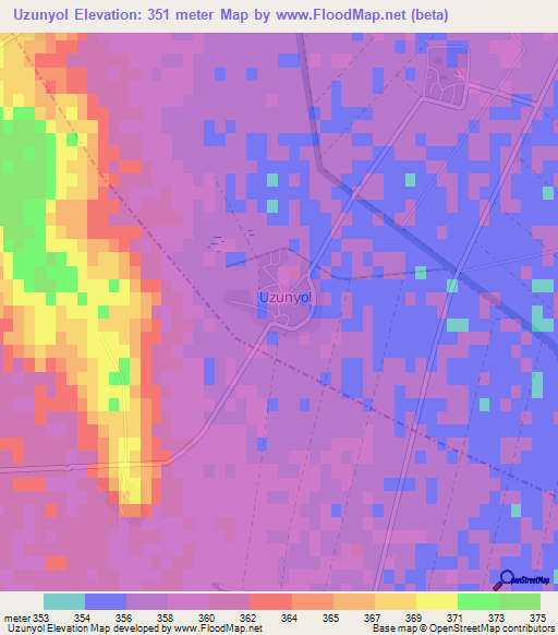 Uzunyol,Turkey Elevation Map