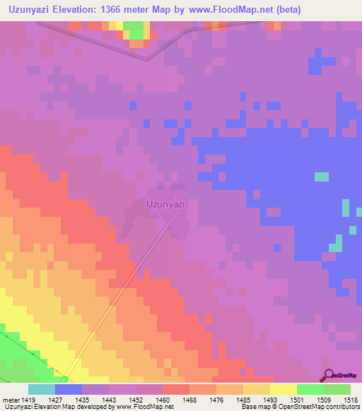 Uzunyazi,Turkey Elevation Map