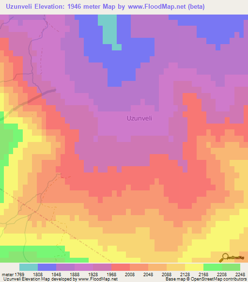 Uzunveli,Turkey Elevation Map