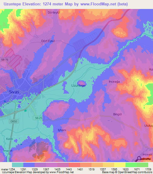 Uzuntepe,Turkey Elevation Map