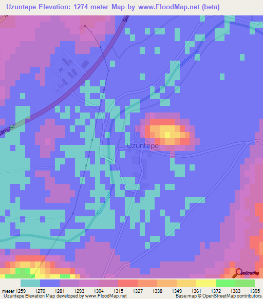 Uzuntepe,Turkey Elevation Map