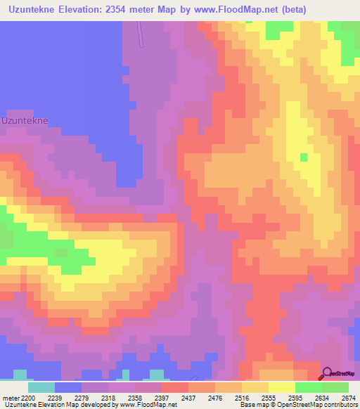 Uzuntekne,Turkey Elevation Map