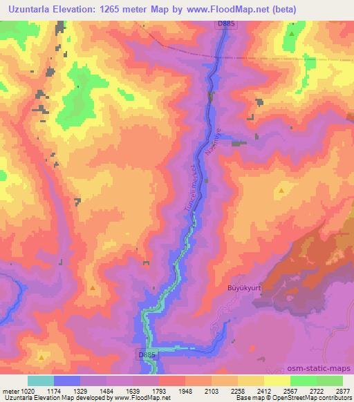 Uzuntarla,Turkey Elevation Map