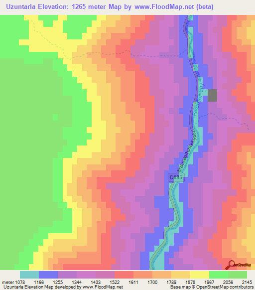 Uzuntarla,Turkey Elevation Map