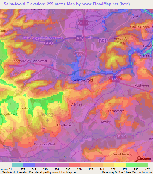 Saint-Avold,France Elevation Map