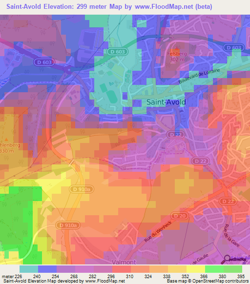 Saint-Avold,France Elevation Map