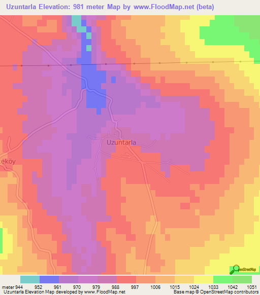 Uzuntarla,Turkey Elevation Map