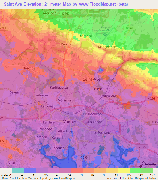 Saint-Ave,France Elevation Map