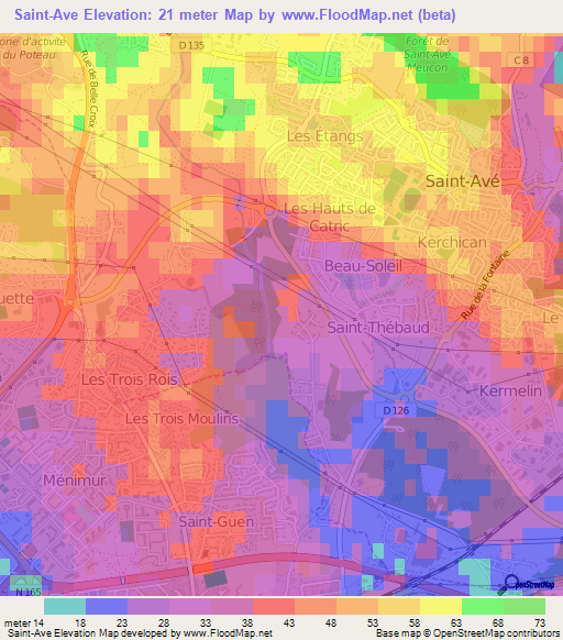 Saint-Ave,France Elevation Map