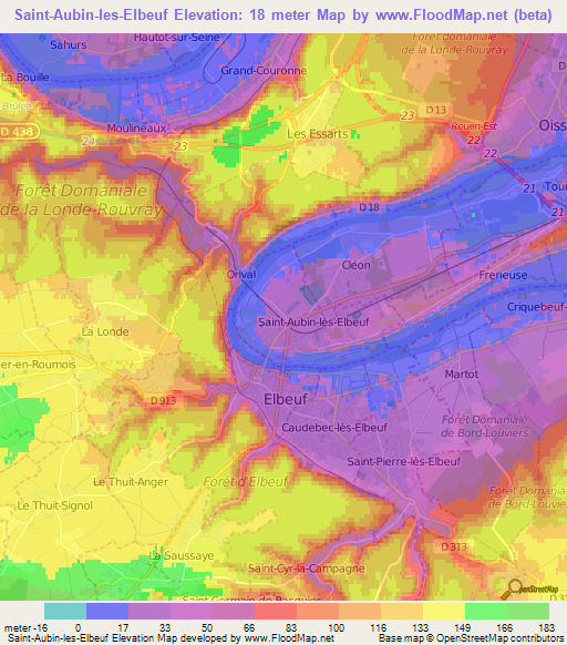 Saint-Aubin-les-Elbeuf,France Elevation Map