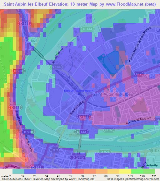 Saint-Aubin-les-Elbeuf,France Elevation Map